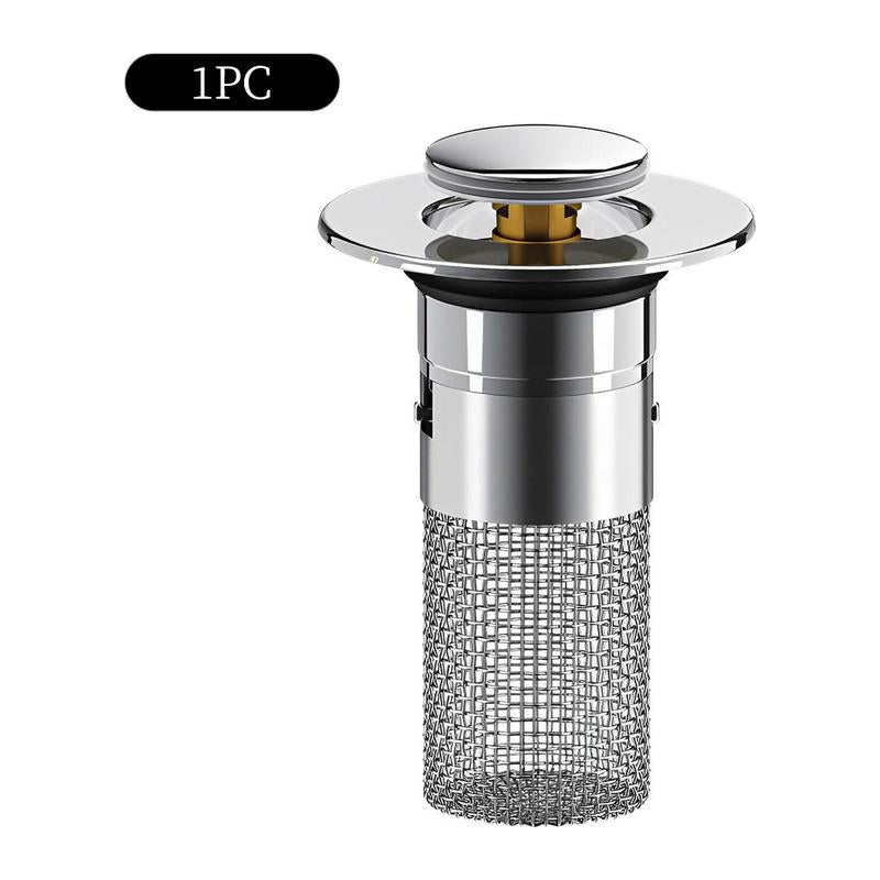 Bathroom Sink Stopper HairCatcher, Universal Pop Up Sink Drain Filter withStainless Steel Filter Basket, Bathroom Sink Drain Strainer Brass Construction Rubber Shower