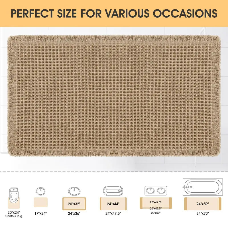 IM HOME Waffle Bath Mat Rugs 1/2/3 Piece, Boho Woven Modern Carpet, Absorbent Bathroom Rugs, Soft Washable Bath Rugs with Tassels for Bathroom, Bedroom, Kitchen, Shower, Tub,Halloween