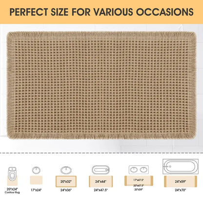 IM HOME Waffle Bath Mat Rugs 1/2/3 Piece, Boho Woven Modern Carpet, Absorbent Bathroom Rugs, Soft Washable Bath Rugs with Tassels for Bathroom, Bedroom, Kitchen, Shower, Tub,Halloween