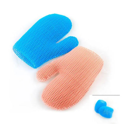 TPU Honeycomb Exfoliating Shower Finger Glove Caps - Anti-Bacterial, Breathable, Odorless Bath Gloves, Gentle Exfoliation, 1 Size Beauty, Adult Cleansing Tool, Geometric EVA Body Care Accessory, Massaging Bathroom Home Supply, Accessories for Women