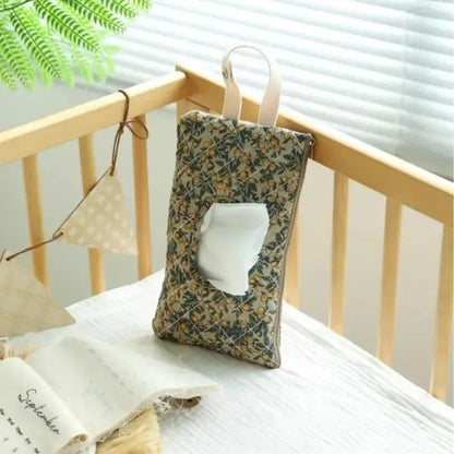 Floral Print Car Interior Suspension Seat Wipe Pouch - Eco-Friendly, Lightweight Portable Dispenser for Tissues, Wet Wipes, Diapers - Gift for Stroller Travel, Airplane Rides, Daily Car Stowing & Tidying