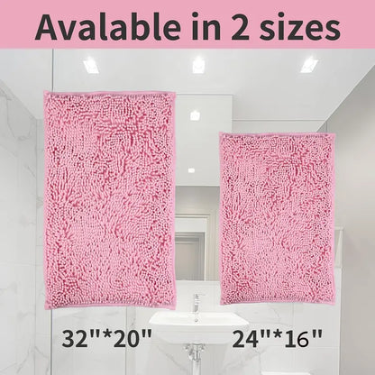 Pet Owners' Thick 2-Piece Luxury Chenille Bath Mats Set - Soft, Nonslip, Super Absorbent, Fast-Drying, Machine-Washable Shaggy Rugs for Shower Room (20"x32"+16"x24", Ideal Gift for Bathroom Needs), Super Absorbent Bath Mat