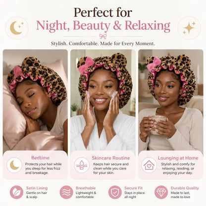 Ruffled Cute Bear Hair Cover, Non-Slip Elastic Head Wrap for Daily Skincare, Mask & Makeup Prep