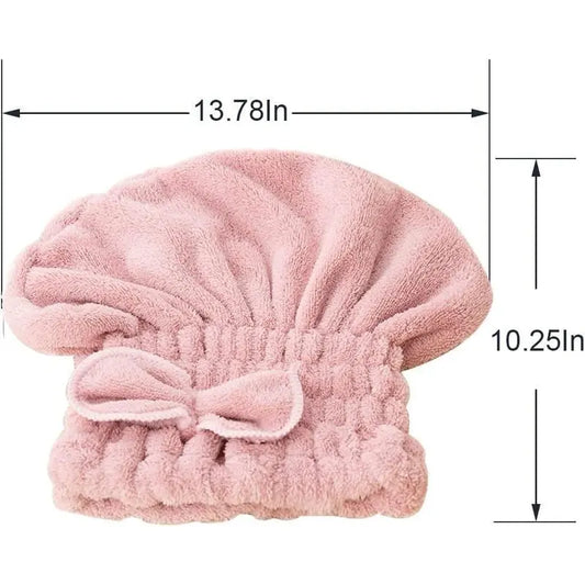 Women's 3-Piece Light Shiny Traditional Polyester Velvet Bow Dry Hair Cap Set, Soft Wet Hair Drying Tool, Beauty & Personal Care Haircare Accessory