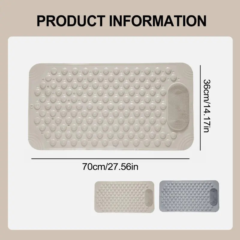 Super Suction Cup PVC Plastic Bath Mat - Non-Skid, Slip-Resistant, Waterproof, Drain Hole, Tactile Massage Texture, Elderly Safety (Home & Bathroom Supplies, Plastic, Textured Bath Mats), Plastic Bath Mats