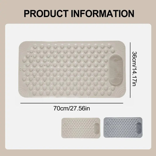Super Suction Cup PVC Plastic Bath Mat - Non-Skid, Slip-Resistant, Waterproof, Drain Hole, Tactile Massage Texture, Elderly Safety (Home & Bathroom Supplies, Plastic, Textured Bath Mats), Plastic Bath Mats
