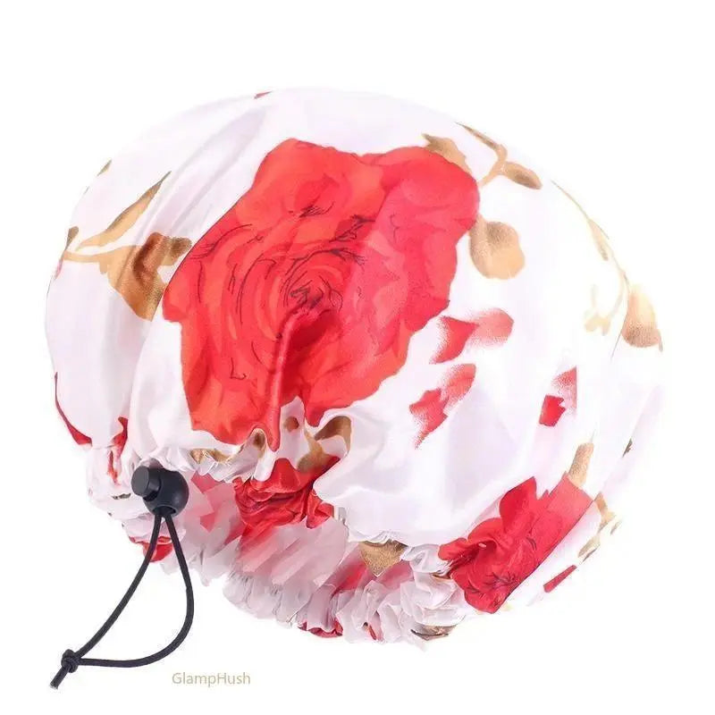 Unisex Chic Youth 1-Size Reusable Shower Cap - Double-Layer Waterproof, Elastic Stay-Put, Adjustable Fit with Stylish Print, Travel-Ready Cap for Bathroom Shower, Sports Use