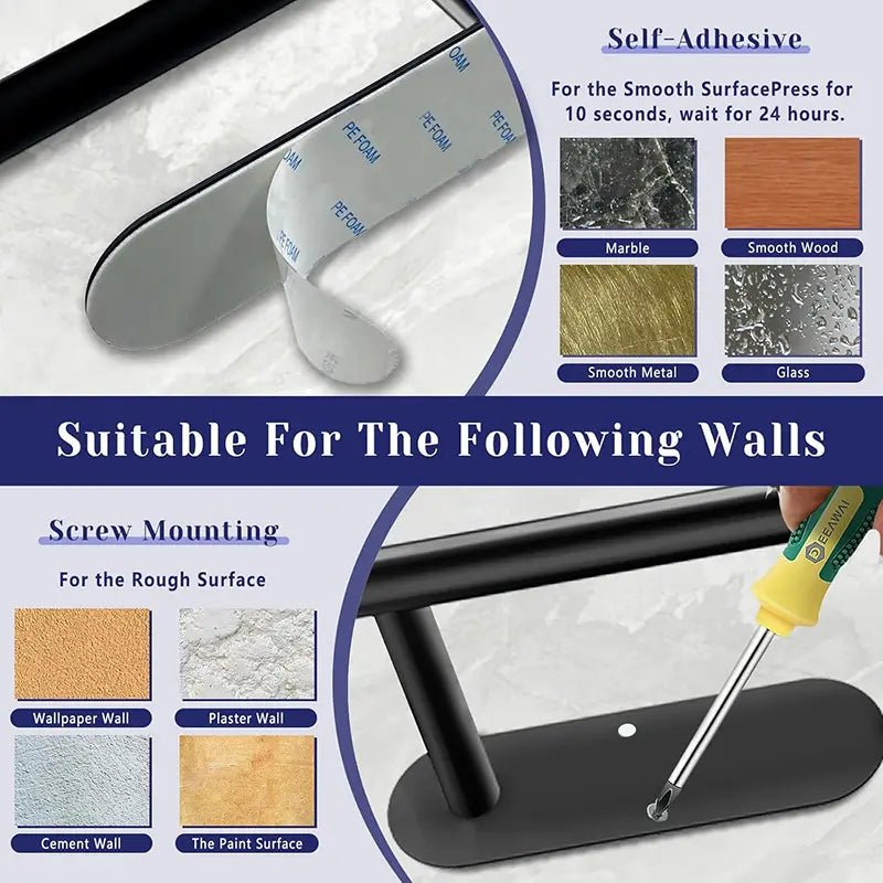 1pc Paper Towel Holder,Self Adhesive or Drilling Paper Towel Holders Under Cabinet,SUS304 Stainless Steel, Space-Saving, Easy Installation for Kitchen, RV & Bathroom-13" Towel Rack for Rolls, Plastic Wrap & More,Dispenser Bin.