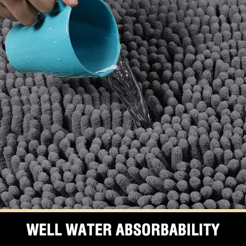 Toilet Mat U Shaped Bathroom Rugs Bath Mats for Bathroom Non Slip Luxury Chenille Bath Mat U Shape 20X24 Extra Soft and Absorbent Shaggy Rugs Washable Dry Fast - Grey