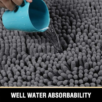 Toilet Mat U Shaped Bathroom Rugs Bath Mats for Bathroom Non Slip Luxury Chenille Bath Mat U Shape 20X24 Extra Soft and Absorbent Shaggy Rugs Washable Dry Fast - Grey
