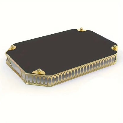 Light Luxury Metal Storage Tray, Vanity Mirror Tray for Cosmetics & Perfume, Home Decoration for Bathroom & Bedroom Table