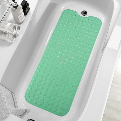 Bath Tub and Shower Mats, Non-Slip 39 x 16 Inch Extra Long Bath Mat, Machine Washable Bathtub Mat with Drain Holes, Suction Cups for Bathroom (Black)
