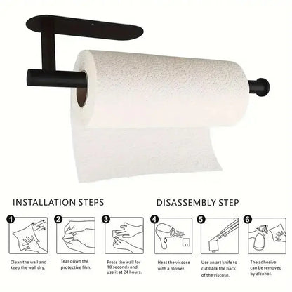 Classic Self-Adhesive Stainless Steel Wall-Mounted Roll Paper Dispenser - 1 Count Durable Bathroom Accessory for Kitchen/Bath Paper Storage