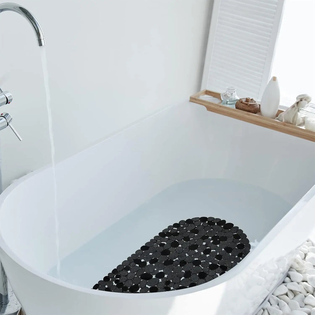1pc Non-Slip Bathtub Mat, 27x14in Oval Shower Pad with Drain Holes and Suction Cups, Bathroom Mat for Safe Bathing, Anti-slip Bath Mat, PVC Shower Mat, Nonslip Bathtub Mat, Bathroom Accessory, Bath Tub Accessories