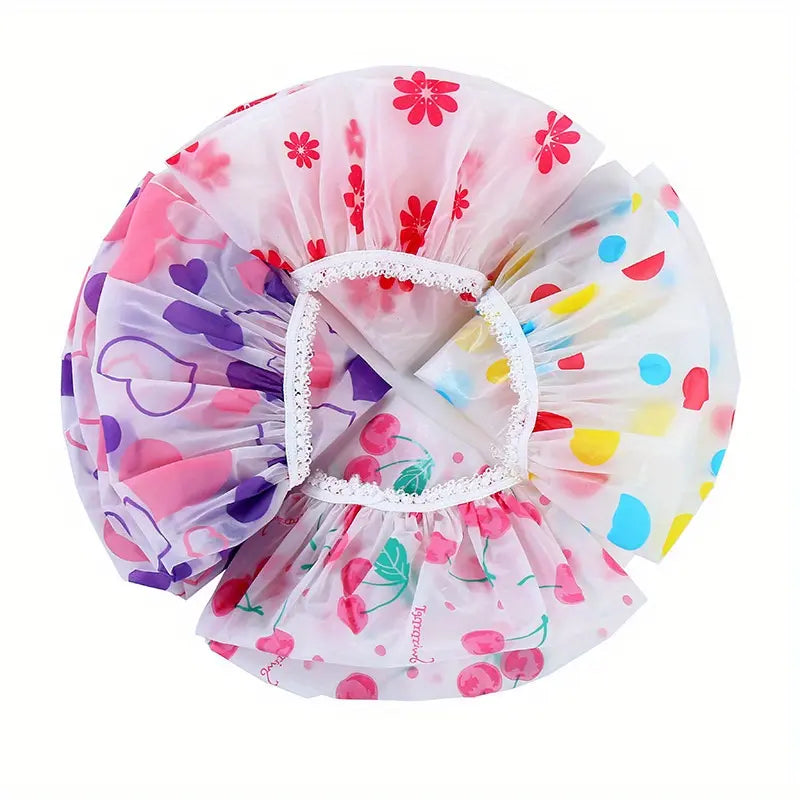 4pcs Shower Cap Waterproof Shower Cap Shower Cap, Reusable Shower Cap, Thickened Waterproof Shower Cap, Shower Cap Supplied By Spa Hair Salon, Kitchen Smoke Proof, Bathroom Accessories, Plastic Shower Caps