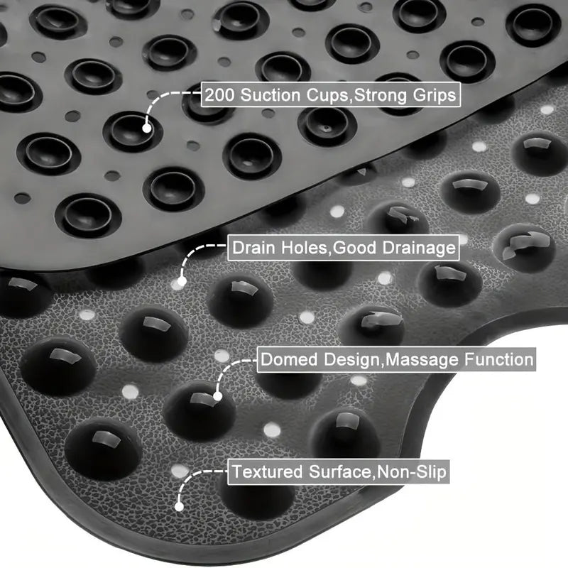 Nonslip PVC Bathtub Mat - 47x16 inch Extra Long Soft Cushioned Bathroom Mat with 200+ Suction Cups, Drainage Holes, Massage Texture, Machine Washable Easy to Clean, Safe for Kids, Home Bathroom Supplies