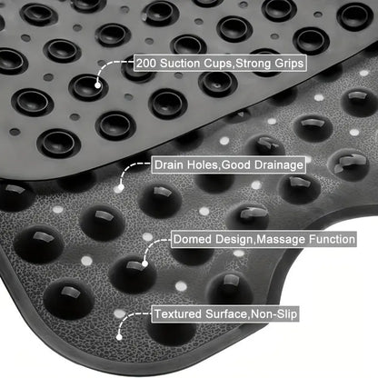 Nonslip PVC Bathtub Mat - 47x16 inch Extra Long Soft Cushioned Bathroom Mat with 200+ Suction Cups, Drainage Holes, Massage Texture, Machine Washable Easy to Clean, Safe for Kids, Home Bathroom Supplies