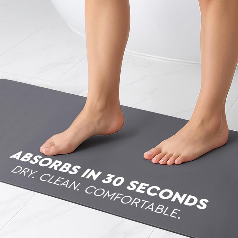 Bath Mat - Super-Absorbent & Quick-Dry Poolside Mat & Outdoor Shower Mat with Non-Slip Rubber Backing, Machine Washable & Odor Resistant - 16x24 in, Black