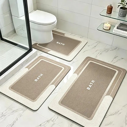 3PCS Multi-Piece Set Bathroom Rug Sets - Nonslip Diatomite-TRP Rectangle Rubber Backing Bath Mats, Durable, Water-Absorbent, Quick-Dry for Indoor Bathroom Home Supplies, Water Absorbent Bathmat