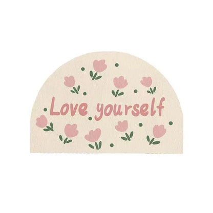 Fluffy Thickened Pad Round Mat - Imitation Cashmere, Anti-Slip, All Seasons Flower World Cactus Flower Car Exterior Decoration Door Mat