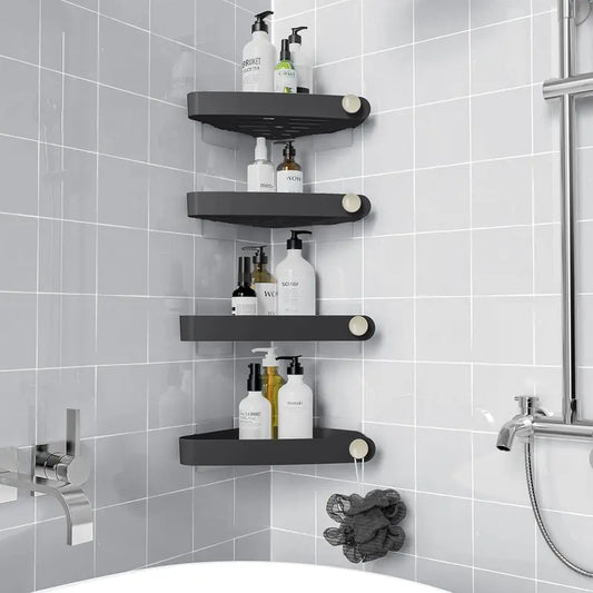 Corner Shower , 4 Pack Adhesive Corner Shower Shelves for Inside Shower, Plastic Shower Organizer for Bathroom Storage, Black