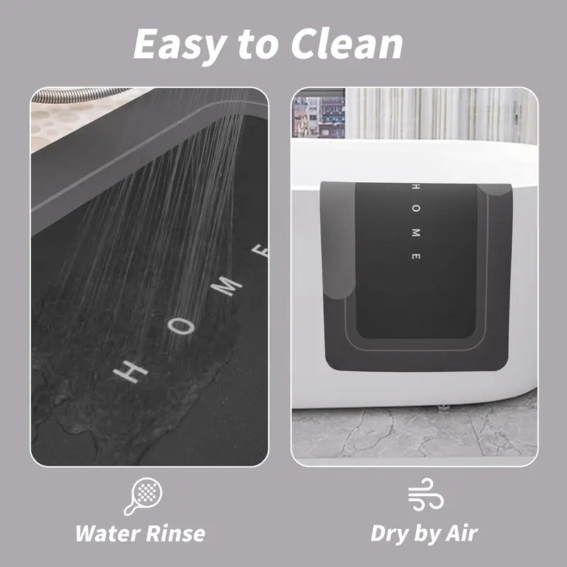 Quick Drying & Water Absorbent Bathroom Rugs 3 Piece, Anti-Slip Rubber Back Bath Mats, U Contour Toilet Rug, Sturdy Floor Mats for Shower, Tub, Bathroom and Kitchen (Black & Grey)