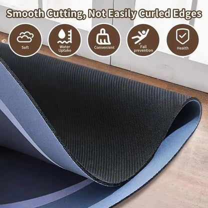 Premium Diatomite Bath Mat – Ultra Fast Dry Non-Slip Super Absorbent Thin Bathroom Rug, Stain Resistant Easy Clean for Shower, Vanity & Kitchen Rubber Laundry