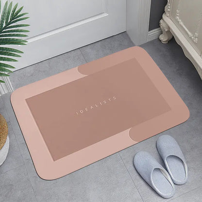 Diatomite Bath Mat - Modern Geometric Rectangle Stone Rug, Soft, Water-Absorbent, Non-Slip, Fast-Drying for Bathroom, Entryway, Shower