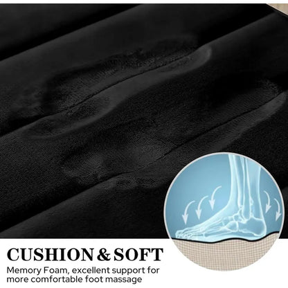 Black Polyester 3-Piece Bathroom Rug Combo Set - Thick, Slip-Safe PVC, Stable PVC Backing, Extra Soft, Absorbent, Machine Washable, 20"x24" Rectangular Bathroom Floor Mat, U-Shaped Toilet Area Cover, Synthetic Memory Foam