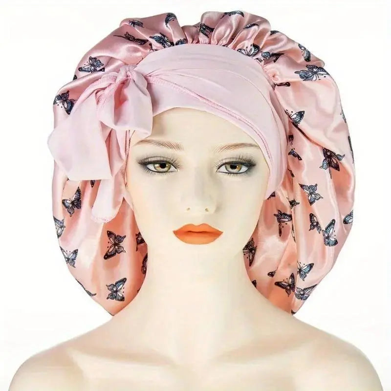 Women Satin Solid Sleeping Hat Night Sleep Cap for Women Shower Caps Waterproof Solid Sleeping Hair Bonnets Adjustable Cap Bathroom Accessory Shower Essentials