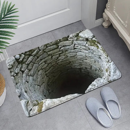Stone Well 3D Print Doormat Absorbent Non Slip Bathroom Mat for Front Door Entryway Floor Rug Home Decor Carpet