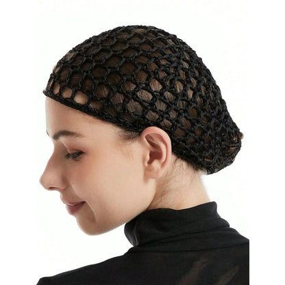 3 Counts Hollow Out Crochet Hair Net Caps, Stretchy Breathable Hair Wraps for Women, Ideal for Face Cleansing, Styling & Salon Use
