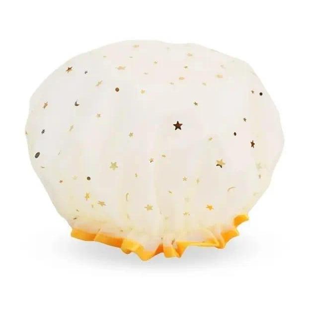 Women’s Double-Layer Waterproof Elastic Shower Cap, Reusable Eco-Friendly Leak-Proof Hair Protection Head Cover, Lightweight Multi-Purpose Accessory for Bathing Skincare Cooking And Daily Hair Care Routines