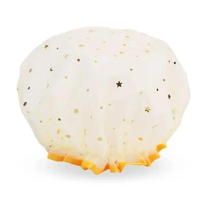 Women’s Double-Layer Waterproof Elastic Shower Cap, Reusable Eco-Friendly Leak-Proof Hair Protection Head Cover, Lightweight Multi-Purpose Accessory for Bathing Skincare Cooking And Daily Hair Care Routines