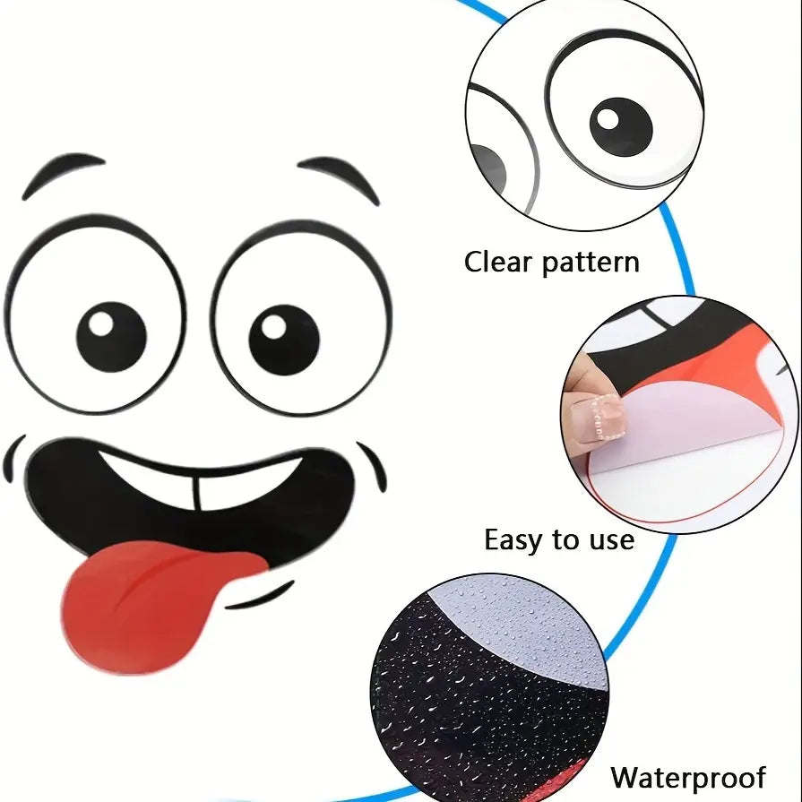 4pcs cartoon face sticker, self-adhesive, plastic surface compatible, one-time use, suitable for, toilet, refrigerator, bright face, decoration, cartoon joyful face toilet lid decoration, Bathroom Decor Supplies, Bathroom Decorations