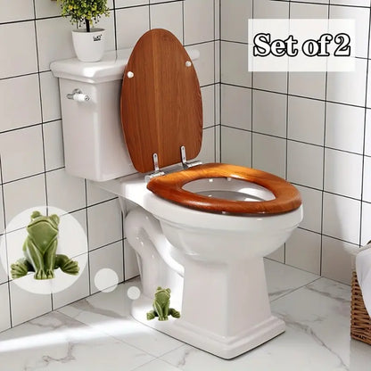 1/2 Fun Frog Toilet Seat Buckle - Cute Bathroom Decoration, Bathroom Accessory, Easy to Install, Compatible with Standard Toilet Seat Slots, Durable Ceramic Material, Suitable for Home, Apartment, Bathroom Fun Warm House Gift