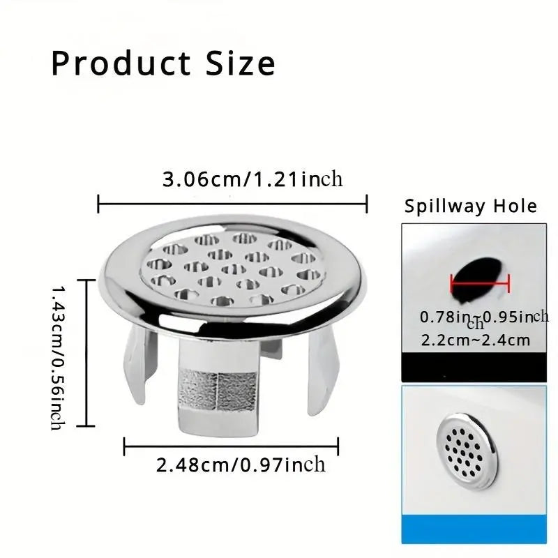 Round Basin Sink Overflow Cover Ring Insert Replacement, Durable Construction & Easy Installation Sink Overflow Ring Cover Insert, Bathroom Accessories Set, Bathroom Gadgets
