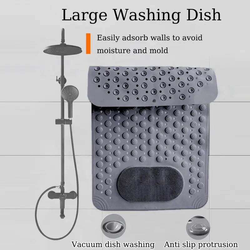 Super Suction Cup PVC Plastic Bath Mat - Non-Skid, Slip-Resistant, Waterproof, Drain Hole, Tactile Massage Texture, Elderly Safety (Home & Bathroom Supplies, Plastic, Textured Bath Mats), Plastic Bath Mats