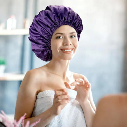 [West Kiss] Silky Satin Bonnet for Sleeping, Shower Hair Bonnet for Women, Bonnet for Curly Hair