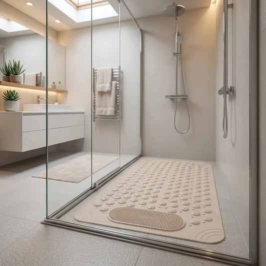 Household Non slip and Anti drop PVC Bathroom Mat Bathroom Mat with Suction Cup and Drain Hole Suitable for Hotels Toilets Showers Easy To Clean and Take Care of Bathroom Accessories