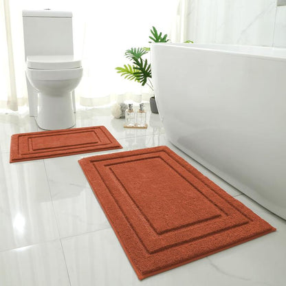 Gray Tufted 2-Piece Rectangle Bath Mat Set - Ultra-Soft Microfiber Rugs for Bathroom Floor, Slip-Safe, Water-Absorbent, Machine Washable (20"x32" + 16"x24") for Indoor Use