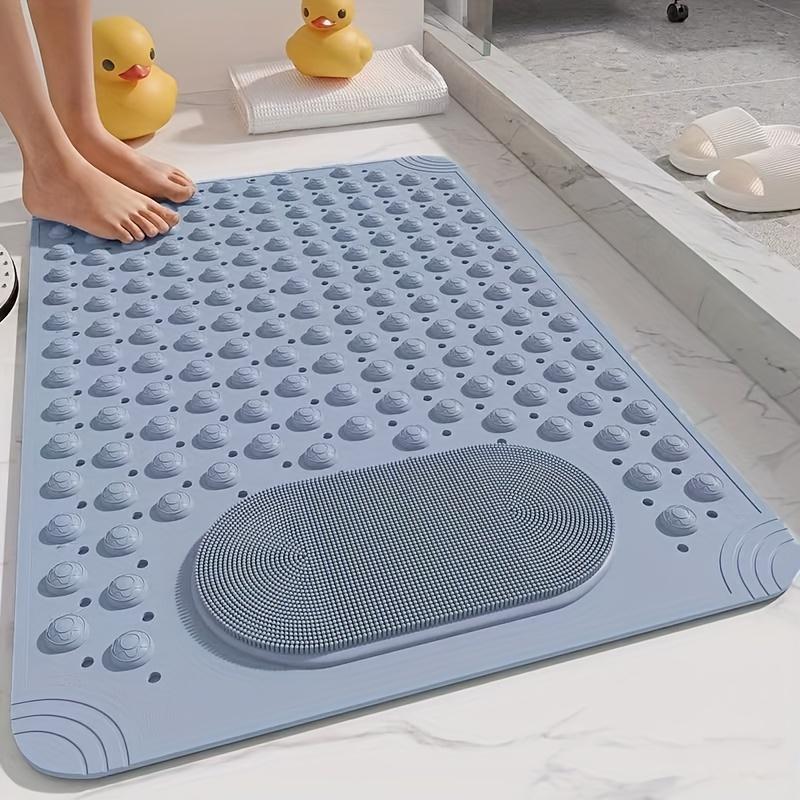 Non-Slip PVC Bath Mat with Massage Buttons - Light Blue & Multi-Color Polka Dot Pattern, Rectangular Shower and Bathroom Safety Mat, 0.9cm Thick, Durable PVC Material, Bath Accessories, Nonslip Bathtub Mat, Shower Floor Mat Non Slip