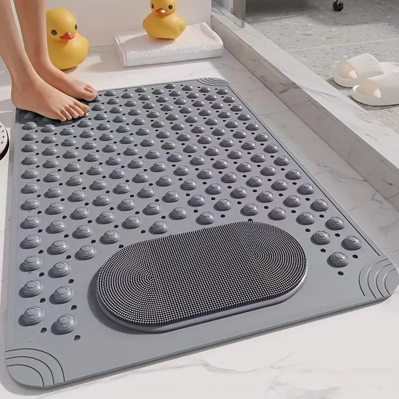 Non-Slip PVC Bath Mat with Massage Buttons - Light Blue & Multi-Color Polka Dot Pattern, Rectangular Shower and Bathroom Safety Mat, 0.9cm Thick, Durable PVC Material, Bath Accessories, Nonslip Bathtub Mat, Shower Floor Mat Non Slip