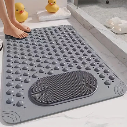 Non-Slip PVC Bath Mat with Massage Buttons - Light Blue & Multi-Color Polka Dot Pattern, Rectangular Shower and Bathroom Safety Mat, 0.9cm Thick, Durable PVC Material, Bath Accessories, Nonslip Bathtub Mat, Shower Floor Mat Non Slip