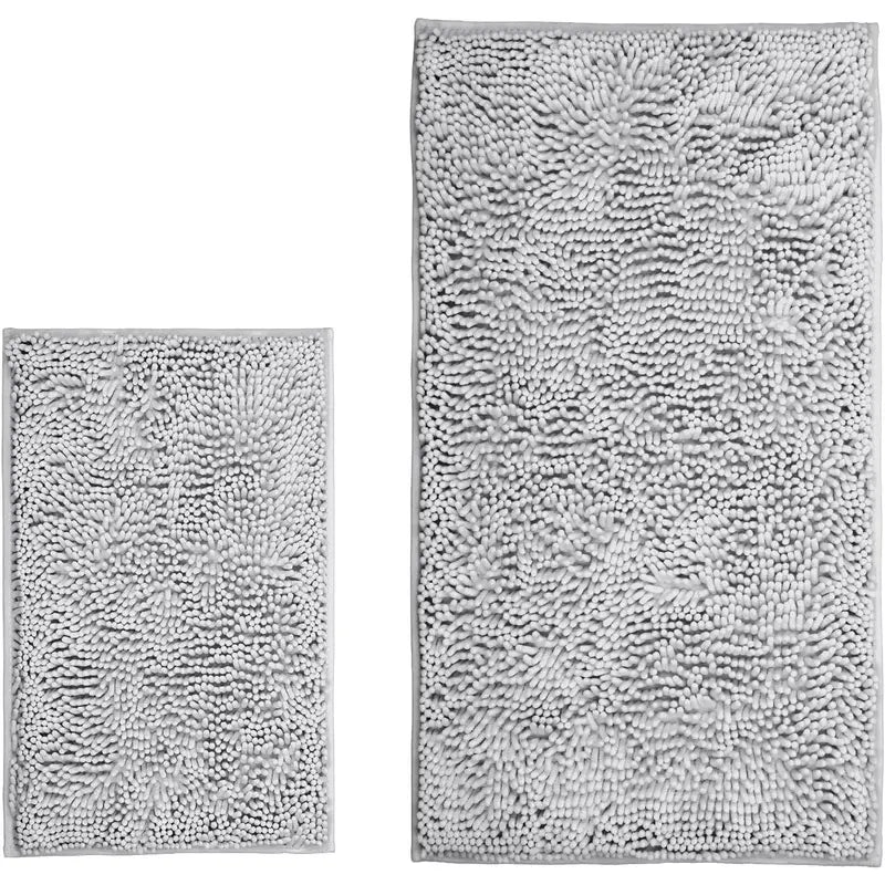 Pet Owners' Thick 2-Piece Luxury Chenille Bath Mats Set - Soft, Nonslip, Super Absorbent, Fast-Drying, Machine-Washable Shaggy Rugs for Shower Room (20"x32"+16"x24", Ideal Gift for Bathroom Needs), Super Absorbent Bath Mat