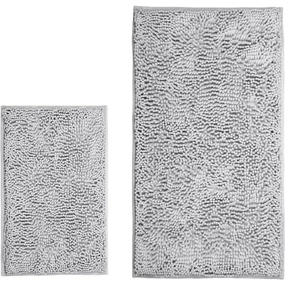 Pet Owners' Thick 2-Piece Luxury Chenille Bath Mats Set - Soft, Nonslip, Super Absorbent, Fast-Drying, Machine-Washable Shaggy Rugs for Shower Room (20"x32"+16"x24", Ideal Gift for Bathroom Needs), Super Absorbent Bath Mat