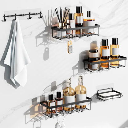 YASONIC 2/5/6 Pack Shower Caddy Shelf Bathroom Organizer Rack No Drilling Multifunctional Self Adhesive Black Shelves Basket for Shampoo Soap Space-Saving Durable Rust-Resistant summerwins
