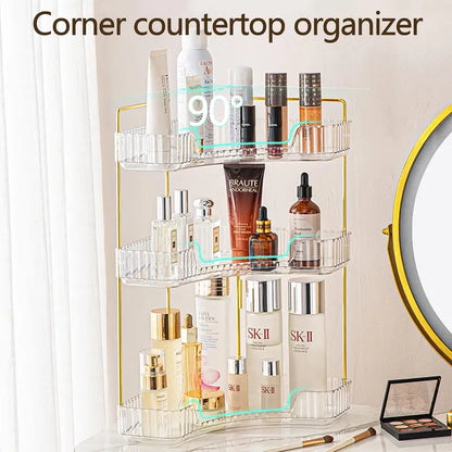 1pc Large-Capacity 2-3 Tier Corner Storage Rack - Lightweight, Durable, Space-Saving Home Organizer for Bathroom, Bedroom, Holds Cosmetics, Beauty Tools, Bathroom Organizer countertop
