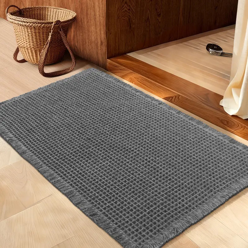 IM HOME Waffle Bath Mat Rugs 1/2/3 Piece, Boho Woven Modern Carpet, Absorbent Bathroom Rugs, Soft Washable Bath Rugs with Tassels for Bathroom, Bedroom, Kitchen, Shower, Tub,Halloween