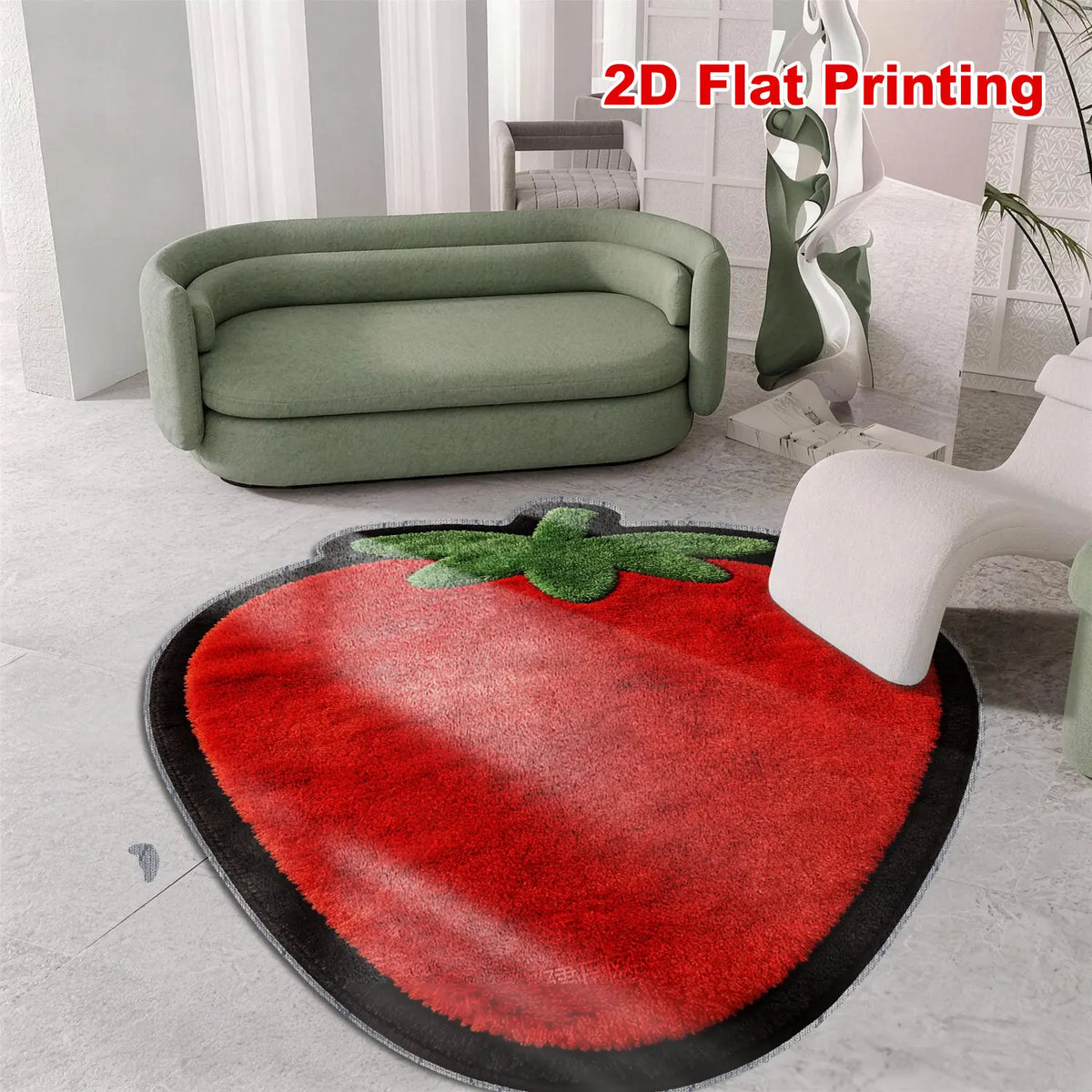 Strawberry Shape Short Pile Mat, Soft Velvet Material, Non-Slip, Spring Use, Bathroom Rug, Entryway Carpet, Home Decor, Bath Mats For Bathroom Non Slip